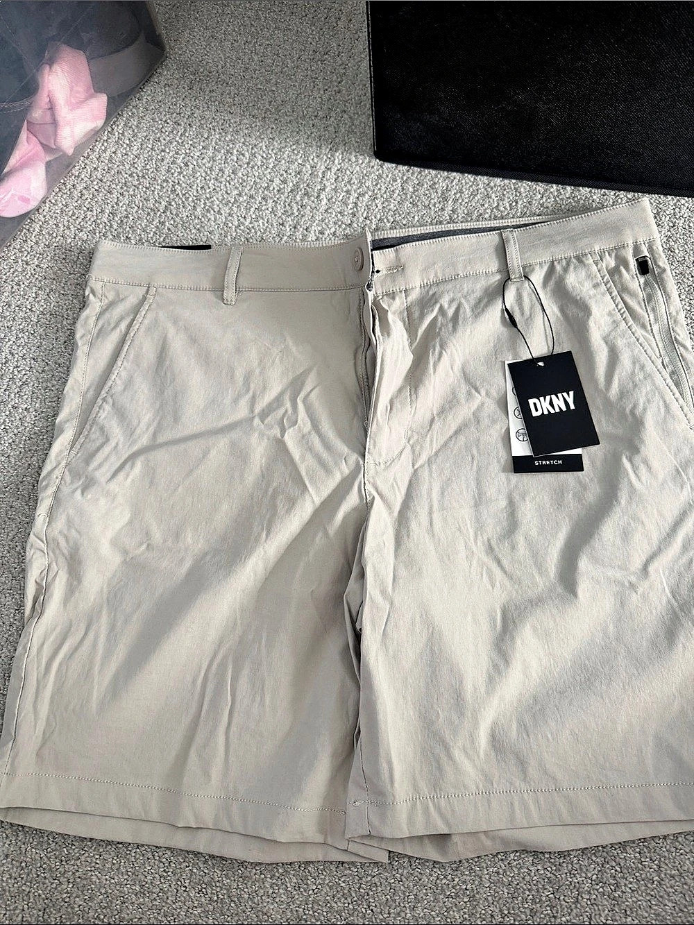 DKNY PUMICE Flat Front Shorts Gray Waist 36 NWT